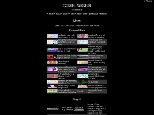 links screenshot