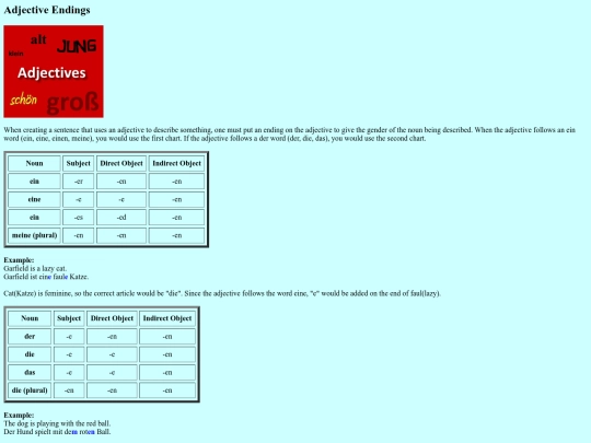 Adjectives screenshot