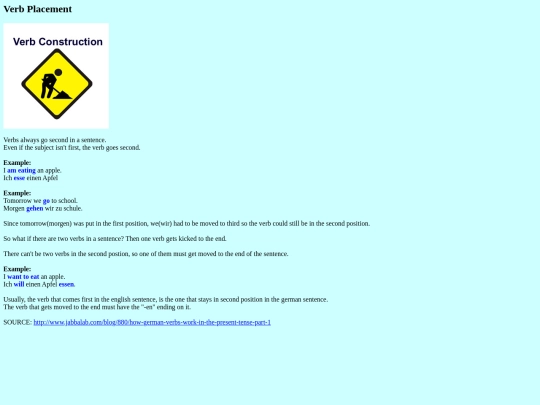 Verbs screenshot