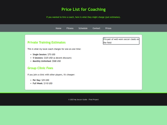 prices screenshot
