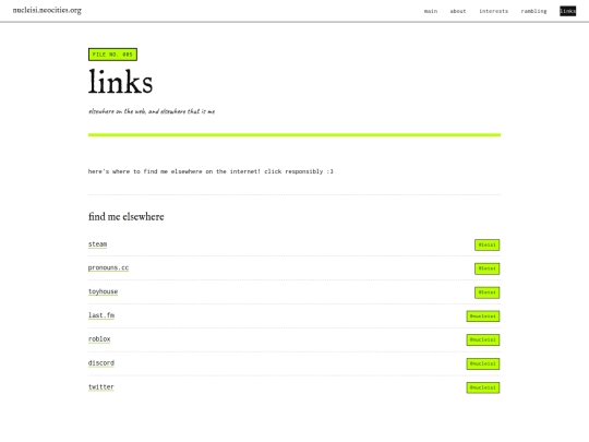 links screenshot