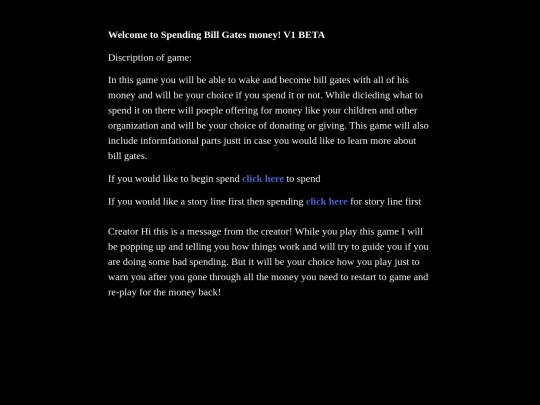 Twine Games/Spending Bill Gates Money! by Ashton James Domingo screenshot