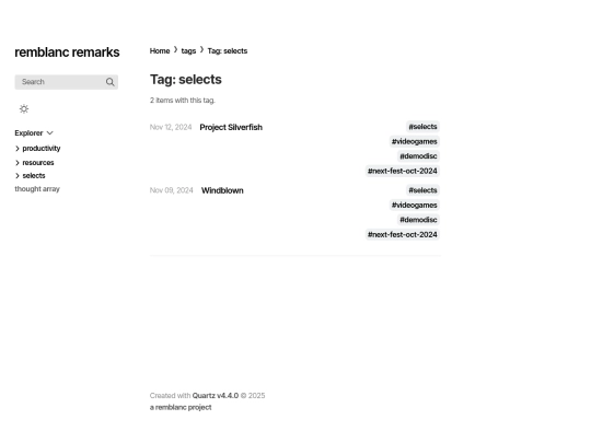 tags/selects screenshot
