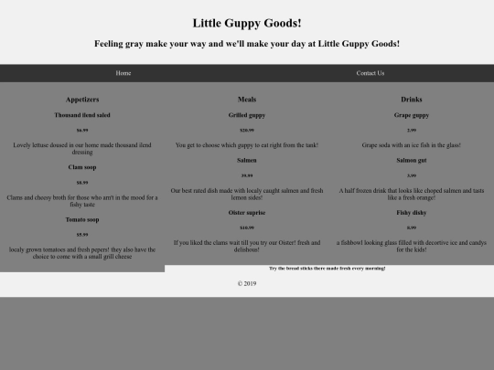 Menu screenshot