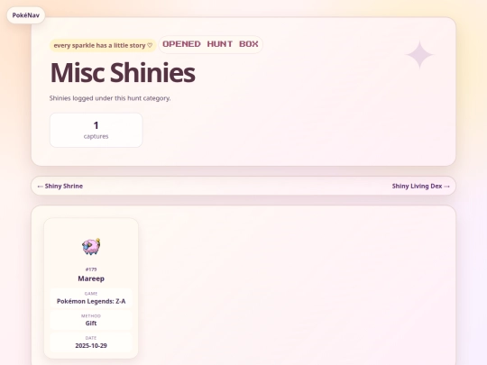 shrines/pokemon/shinies/misc screenshot