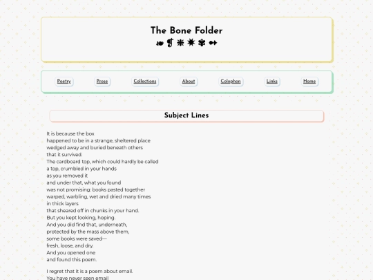 poetry/subjectlines screenshot