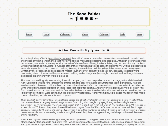 prose/oneyeartypewriter screenshot