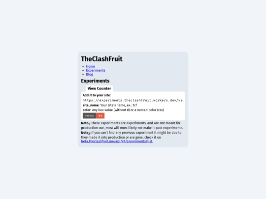 experiments screenshot