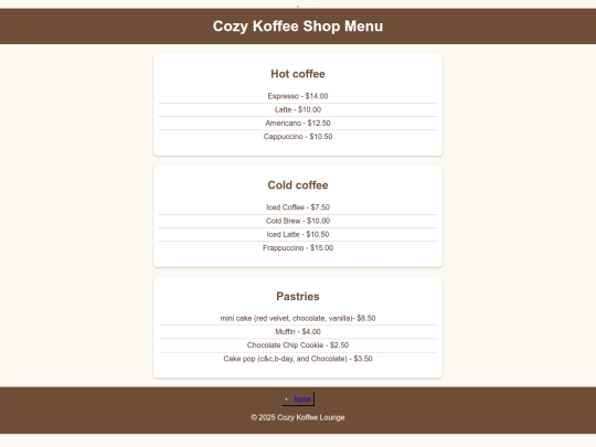 menu screenshot