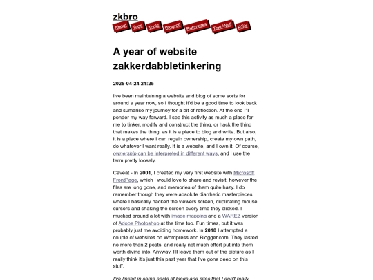 posts/a-year-of-website-zakkerdabbletinkering screenshot