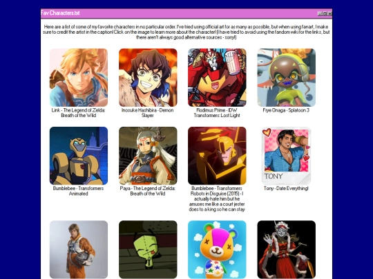 favorite-characters screenshot