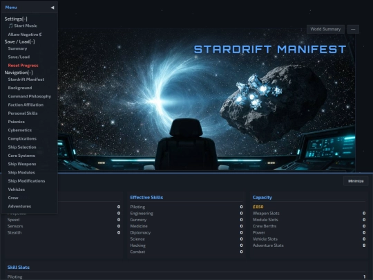 stardrift/cyoa screenshot