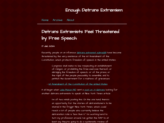 posts/2024-01-17-Detrans-Extremists-Feel-Threatened-by-Free-Speech screenshot