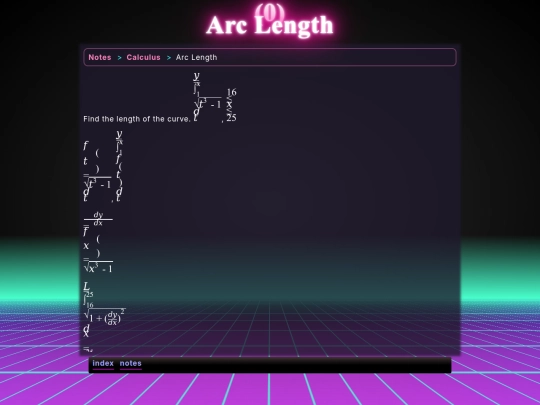 math/cal/arc-length screenshot