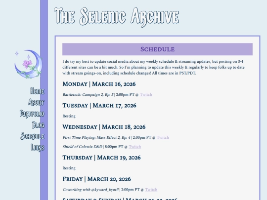 schedule screenshot