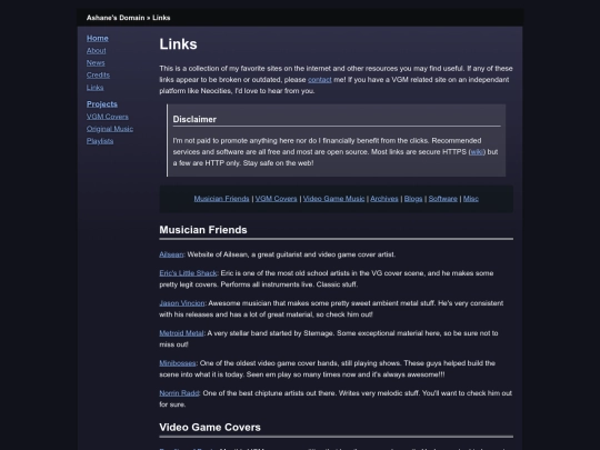 links screenshot