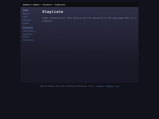 projects/playlists screenshot