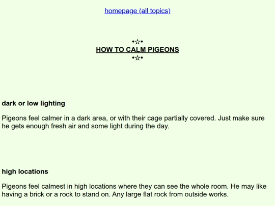 tipstocalmpigeons screenshot