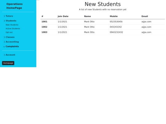 opsback/students/newstudents screenshot