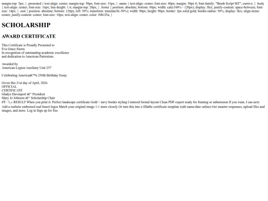 certificate screenshot