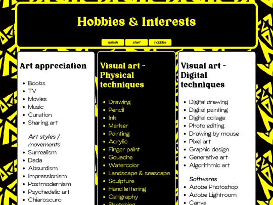 hobbies screenshot