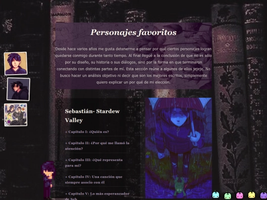 secciones/personajes screenshot