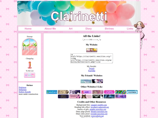 links screenshot