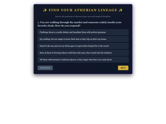 Web-Pages/Lineagequiz screenshot
