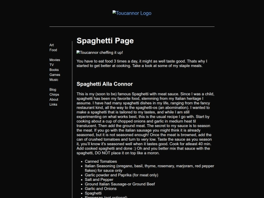 Foodblog/Spaghetti screenshot