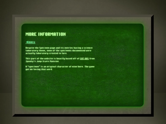 SPECIMEN/MOREINFO screenshot
