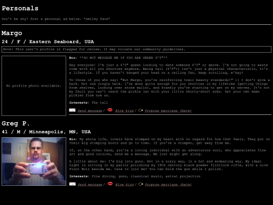 personals screenshot