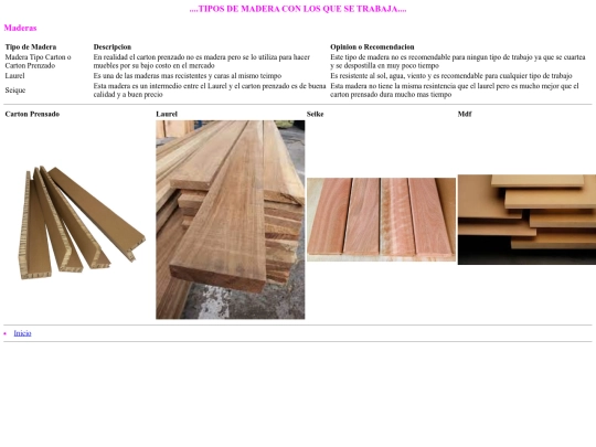 tipos de madera screenshot