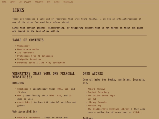 links screenshot