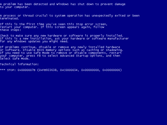 experiments/bsod/windows-xp screenshot