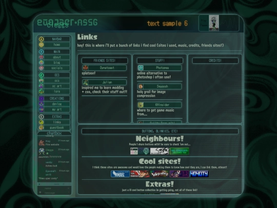 links screenshot