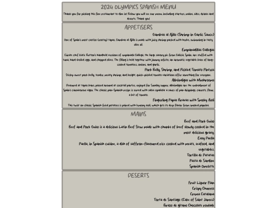 menu screenshot