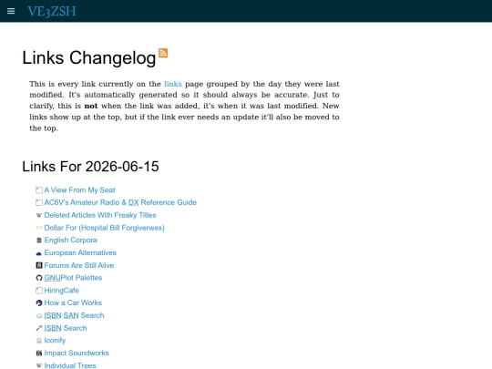 links/changelog screenshot