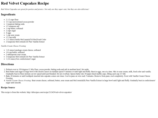 Recipe screenshot