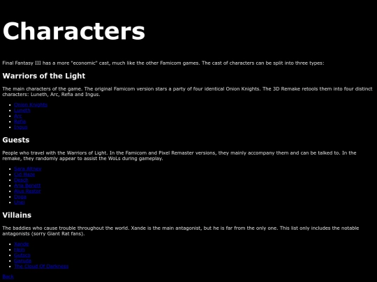 Characters screenshot