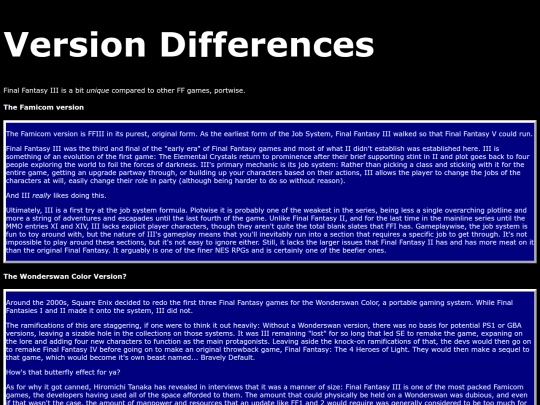 Versions screenshot