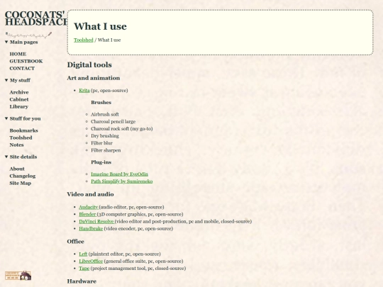 site/what-i-use screenshot