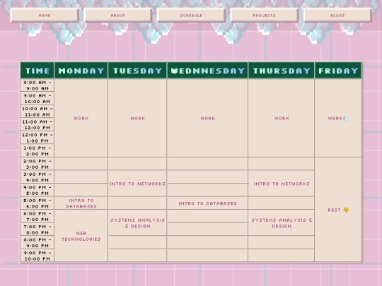 schedule screenshot