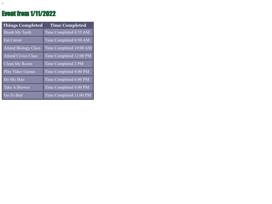Schedule screenshot