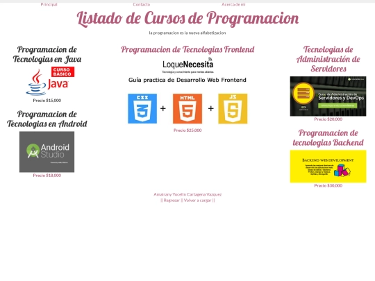 cursos/menu screenshot