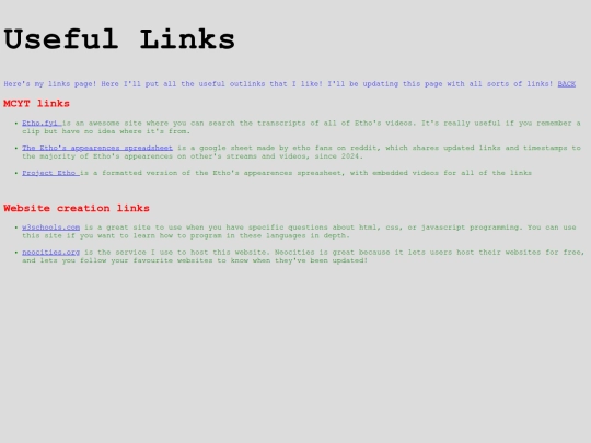 links screenshot