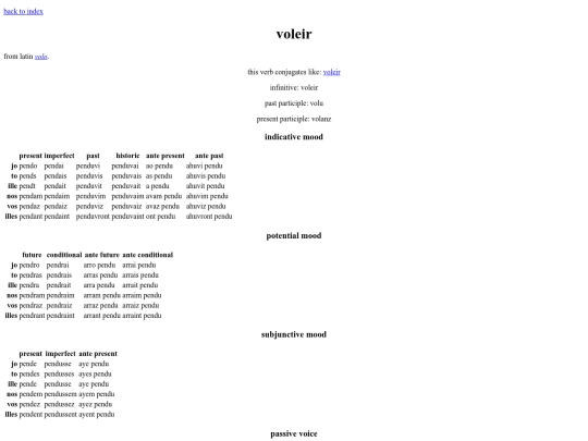 romant/conjugation/voleir screenshot