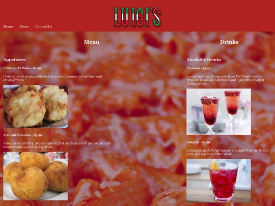 Menu screenshot