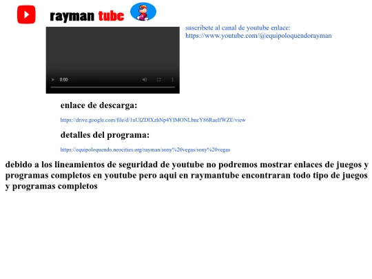 rayman/raymantube/sony vegas screenshot