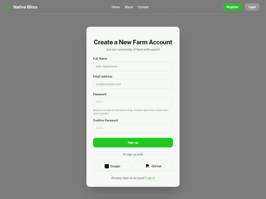 Register screenshot