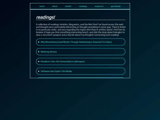 readings screenshot